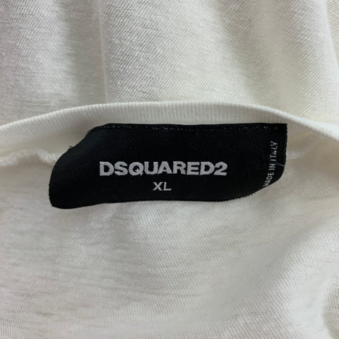 DSQUARED2 Size XL White D2 Graphic Cotton  T-shirt