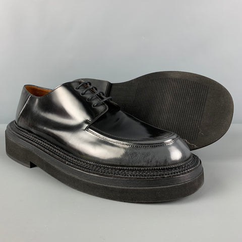 MARSELL Talla 12 Zapatos con cordones y plataforma de cuero antiguo negro