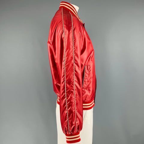CELINE Size 44 Red Polyester Bomber Jacket
