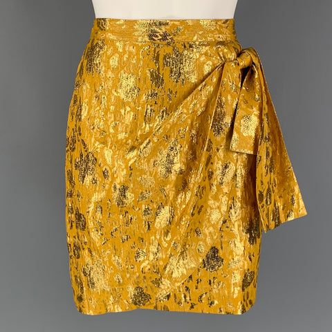 3.1 PHILLIP LIM Size 4 Gold Metallic Lurex / Silk Mini Skirt