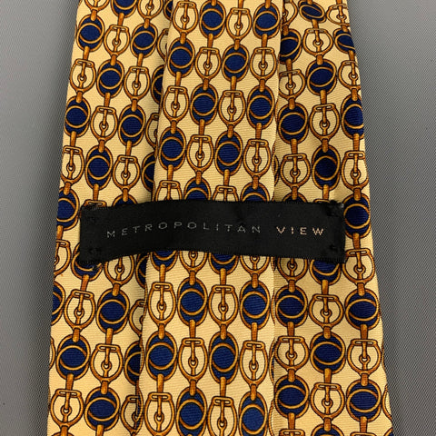 METROPOLITANVIEW Yellow Navy Equestrian Silk Tie