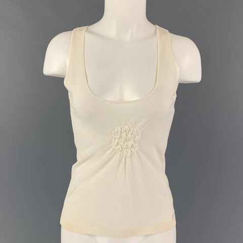 CHANEL 03C Talla 6 Camiseta sin mangas de rayón de algodón beige