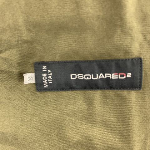 DSQUARED2 Size 44 Olive Cotton Zebra Ponyhair Trim Army Jacket