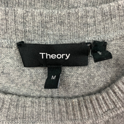 THEORY Size M Grey Knitted Cashmere Crew-Neck Sweater