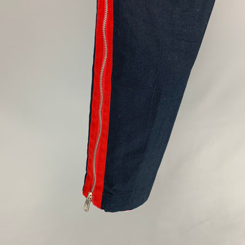 DOLCE & GABBANA Size 34 Navy & Red Stripe Flat Front Casual Pants