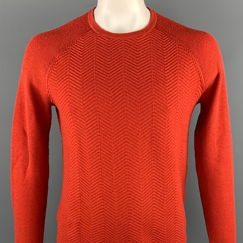 TED BAKER Size L Brick Ribbed Wool / Polyester Raglan Pullover