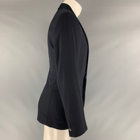 RALPH LAUREN Taille 38 Manteau de sport à col châle en laine unie marine