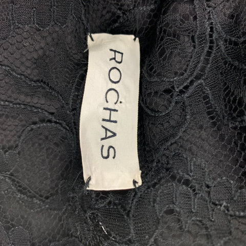 ROCHAS Size 4 Black Textured Wool Peplum Jacket