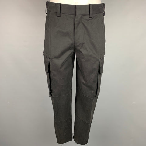 NEIL BARRETT Talla 30 Pantalones casuales con bolsillos cargo de algodón negro