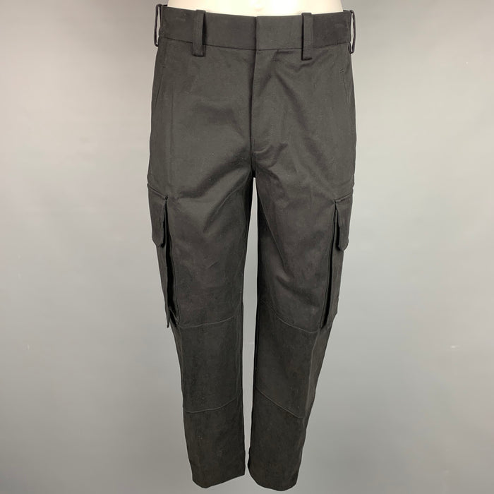 NEIL BARRETT Size 30 Black Cotton Cargo Pockets Casual Pants