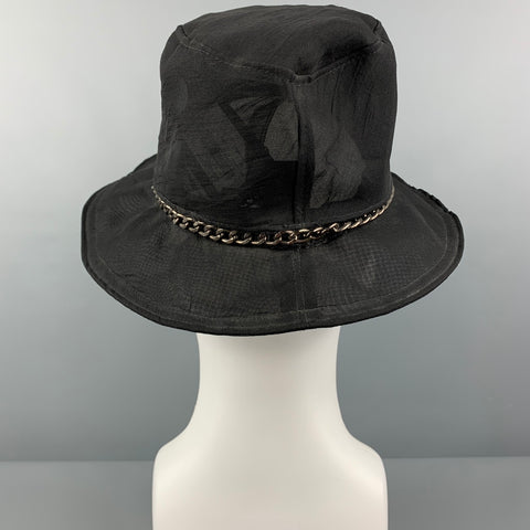 EMPORIO ARMANI Black See-Through Silk Bucket Hat