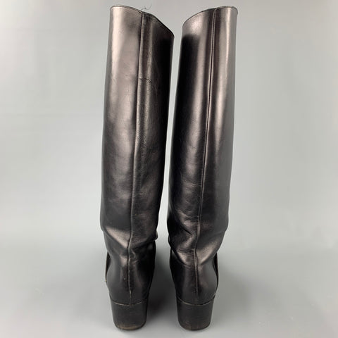 GUCCI Taille 10 Bottes d’équitation à mors en cuir noir