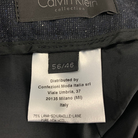CALVIN KLEIN COLLECTION Size 40 Black & Grey Heather Wool / Silk Dress Pants