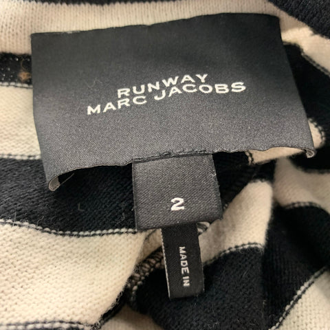 MARC JACOBS Size 2 Black White Wool Nylon Stripe Maxi Dress