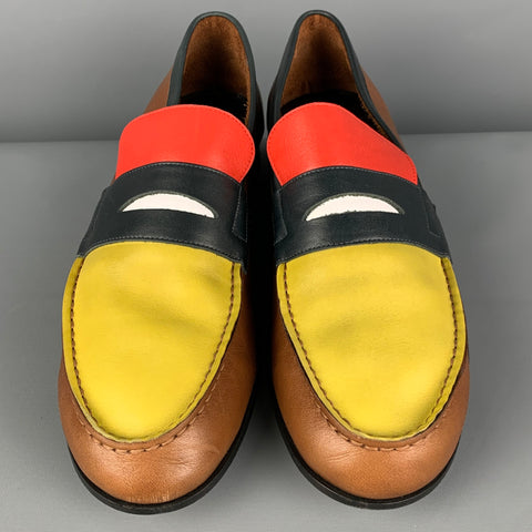 PAUL SMITH Size 10.5 Brown Multi-Color Leather Slip On Loafers