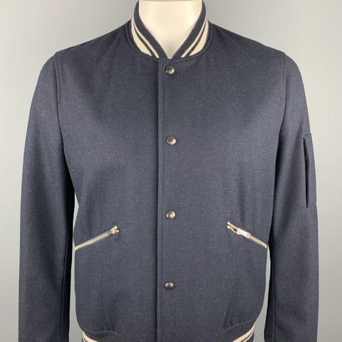 PAUL SMITH JEANS Size L Navy Solid Wool Blend Snaps Jacket