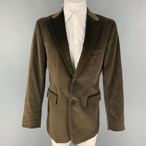 THEORY Size 40 Taupe Velvet Cotton Lyrca Notch Lapel Sport Coat