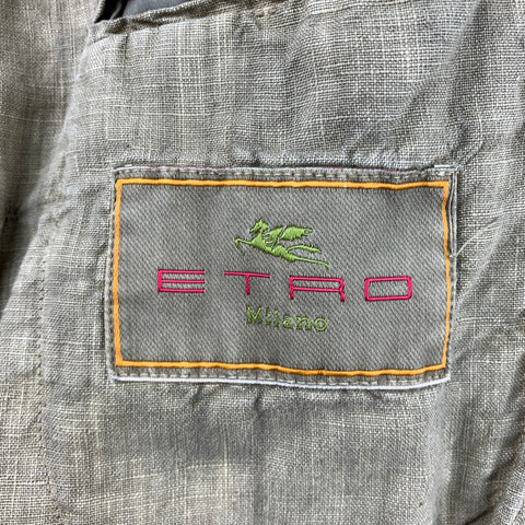 ETRO Size M Khaki Linen Notch Lapel Sport Coat