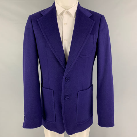 ROBERTO CAVALLI Size 40 Purple Cashmere Notch Lapel Sport Coat