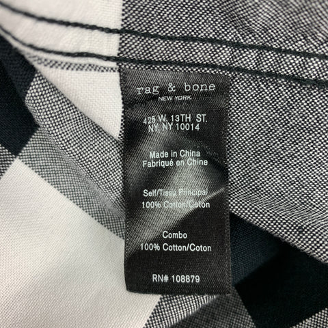 RAG & BONE Size M Black & White Plaid Cotton Button Down Long Sleeve Shirt