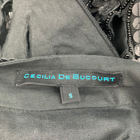 CECILIA DE BUCOURT Size S Black Cotton Beaded Leather Jacket