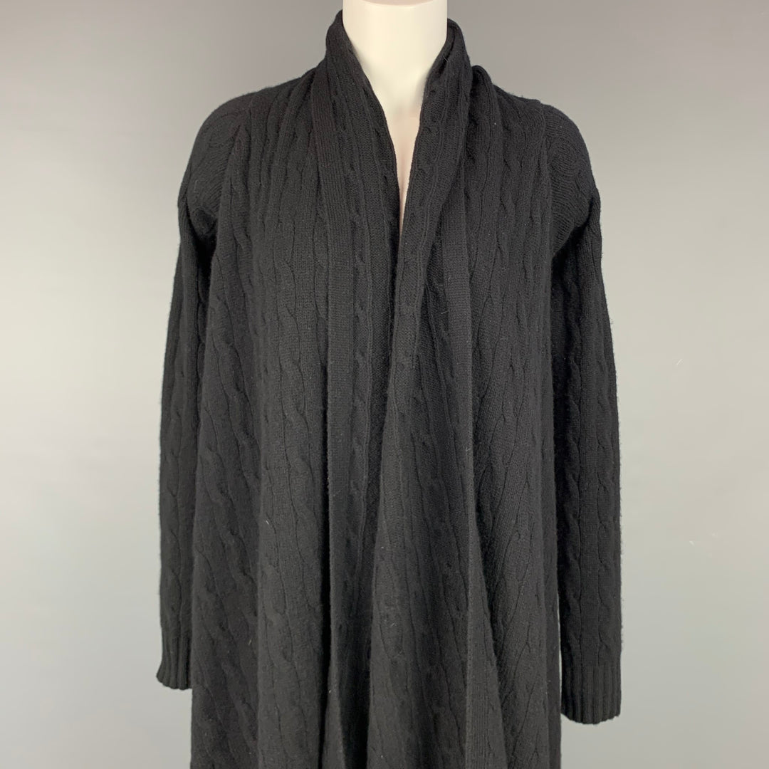 RALPH LAUREN Blue Label Size XS Black Knitted Wool / Cashmere Open Front Cardigan