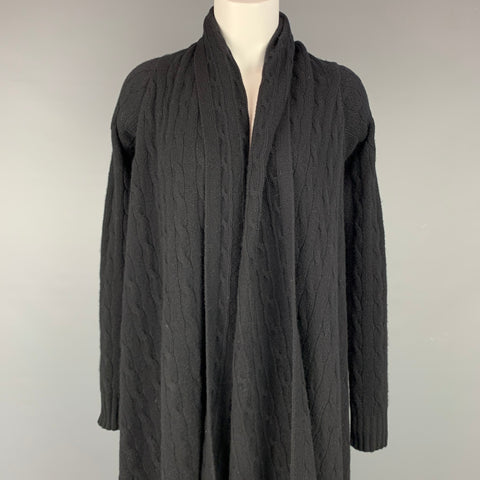 RALPH LAUREN Blue Label Talla XS Cárdigan de punto negro de lana/cachemira con frente abierto