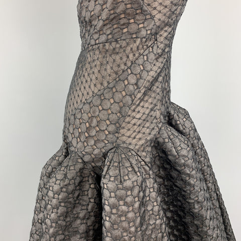 ZAC POSEN Size 6 Black Lace Ruffle Trumpet Skirt Cocktail Dress