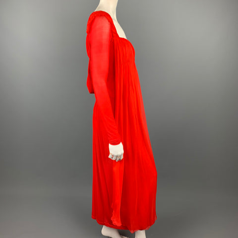 DONNA KARAN Vestido de noche drapeado en mezcla de cupro rojo talla XS
