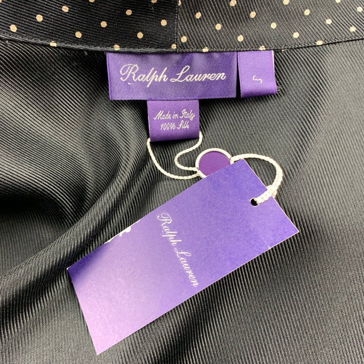 RALPH LAUREN Purple Label Size S Black & White Polka Dot Silk Shawl Collar Robe