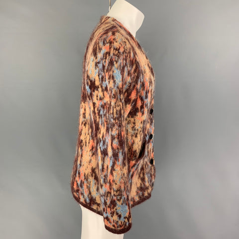 JOHN ELLIOTT Size M Yellow Brown Marble V-Neck Sweater