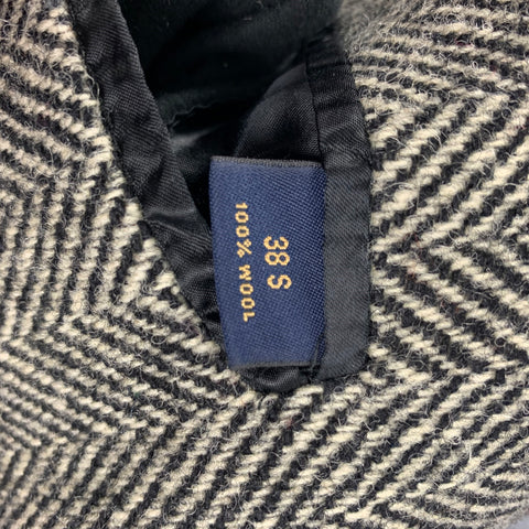 BROOKS BROTHERS Size S White Black Herringbone Wool Coat