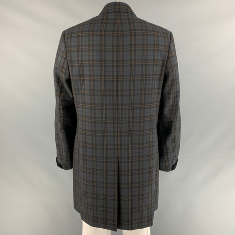 PS by PAUL SMITH Size XL Charcoal Plaid Wool Notch Lapel Coat