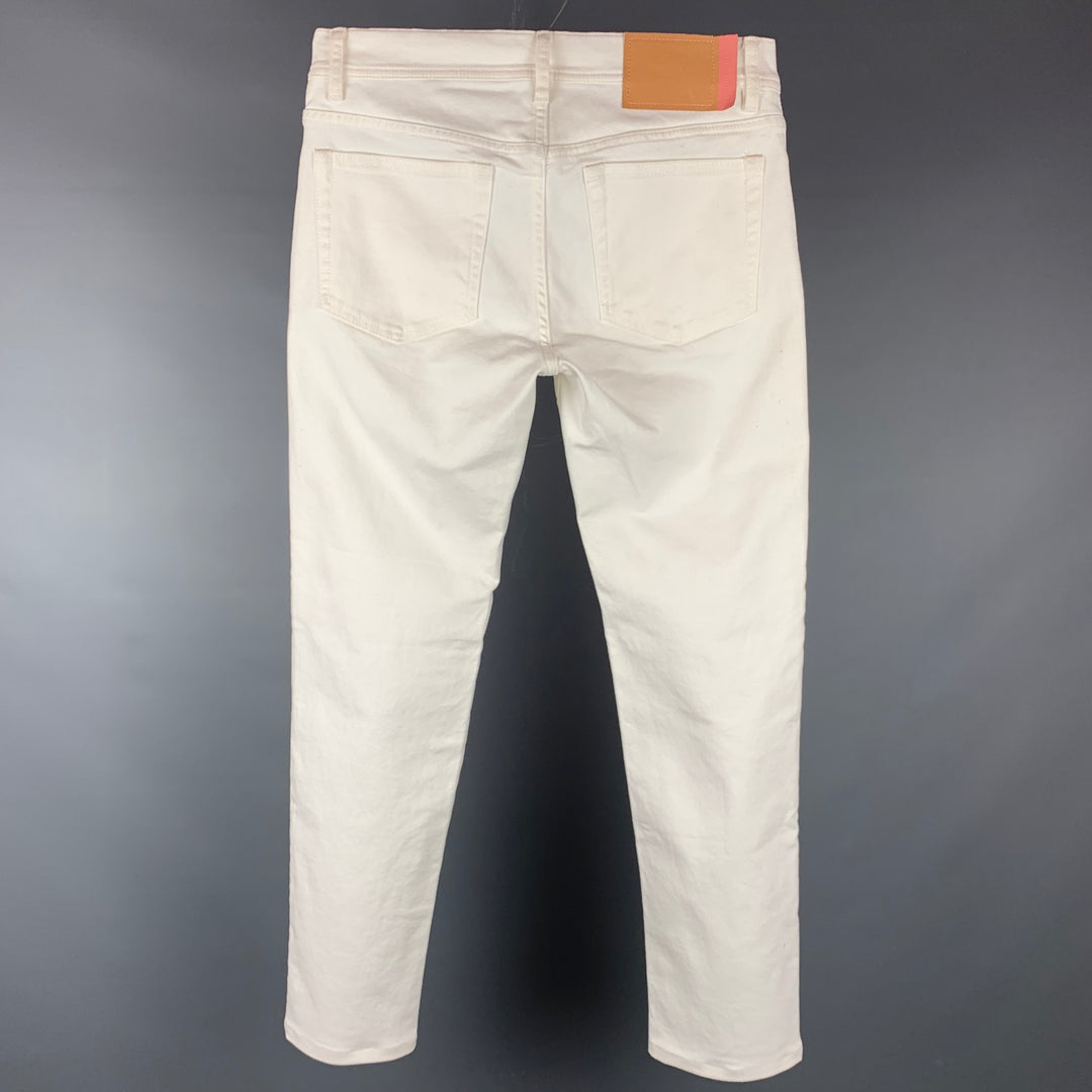 ACNE STUDIOS Size 30 Off White Cotton Slim Jeans