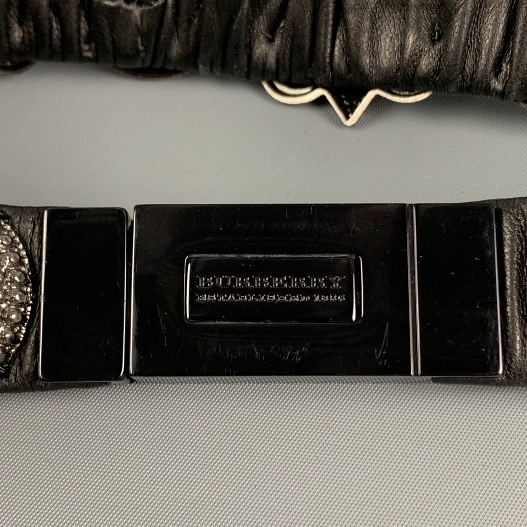 BURBERRY PRORSUM SS 2008 Size 32 Black Silver Medallion Leather Warrior Belt