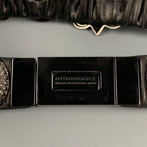 BURBERRY PRORSUM SS 2008 Size 32 Black Silver Medallion Leather Warrior Belt