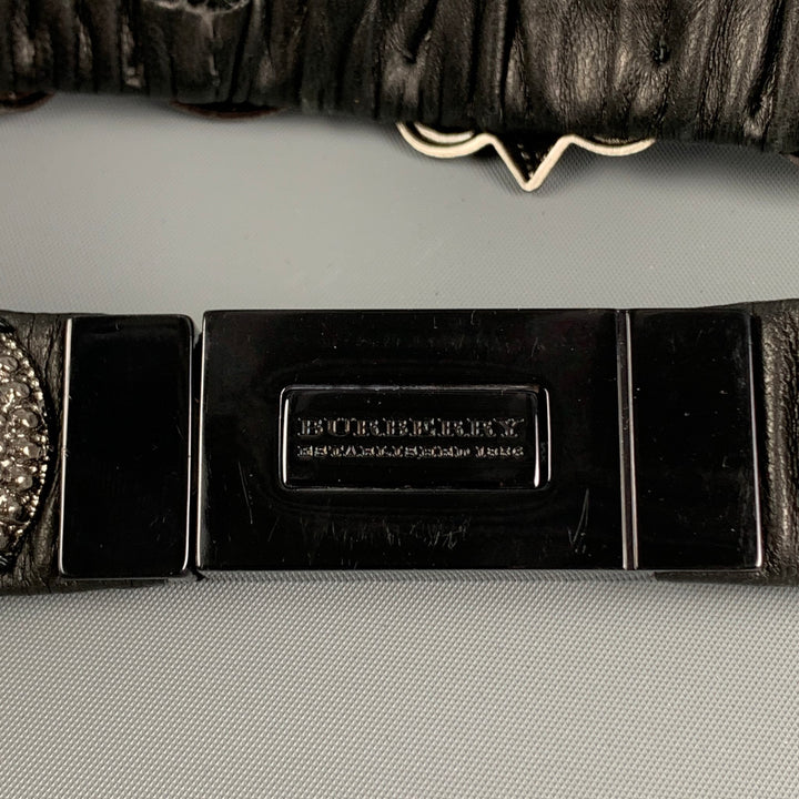 BURBERRY PRORSUM SS 2008 Size 32 Black Silver Medallion Leather Warrior Belt