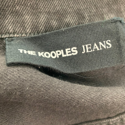 THE KOOPLES Size S Black Beaded Denim Biker Jacket