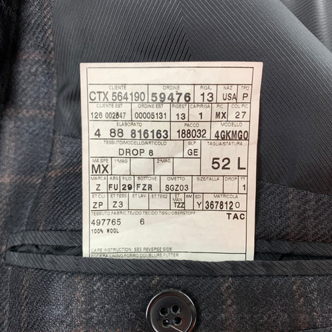 Z ZEGNA Size 42 Charcoal Plaid Wool Double Breasted Coat