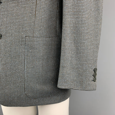 Vintage VALENTINO 38 Regular Taupe Grey Nailhead Wool / Cashmere Notch Lapel Patch Pockets Sport Coat