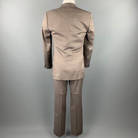 TED BAKER Size 38 Regular Taupe Stripe Wool Notch Lapel Suit