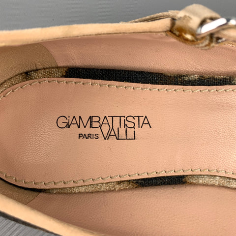 GIAMBATTISTA VALLI Size 7.5 Beige & Brown Leopard Print Maryjane Flats