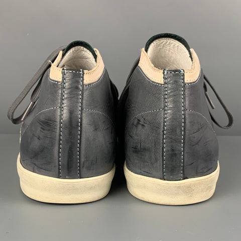 DOLCE & GABBANA SPORT Size 9 Grey Cream Color Block Leather Low Top Sneakers