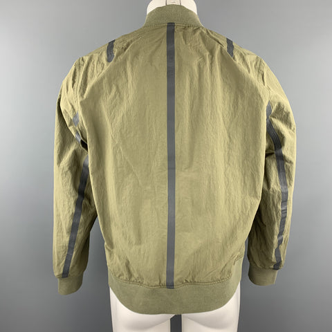 RAG & BONE Size M Olive Nylon Grey Zip Windbreaker Bomber Jacket