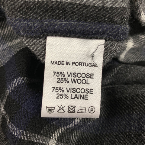 PUBLIC SCHOOL Size L Charcoal Light Grey Plaid Long Sleeve Shirt