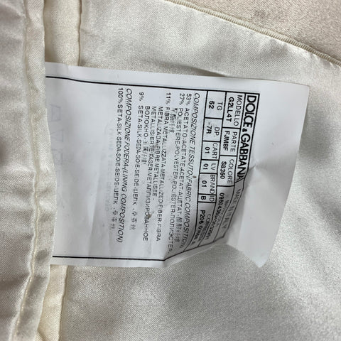 DOLCE & GABBANA Size 42 Beige Silver Jacquard Acetate Blend Sport Coat
