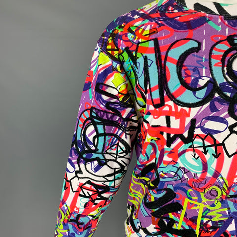 MCQ by ALEXANDER MCQUEEN Size XS White Multi-Color Graffiti Cotton Pullover