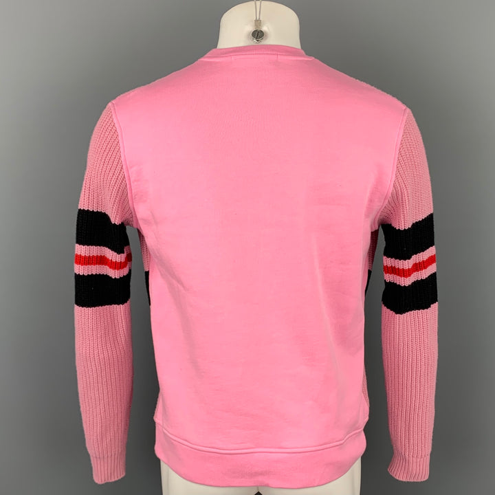 MSGM Size S Pink Knitted Cotton Crew-Neck Sweater