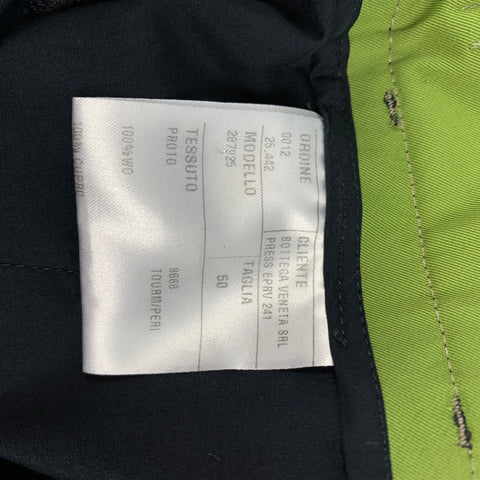 BOTTEGA VENETA Taille 32 Bleu Vert Color Block Laine Cupro Pantalon décontracté