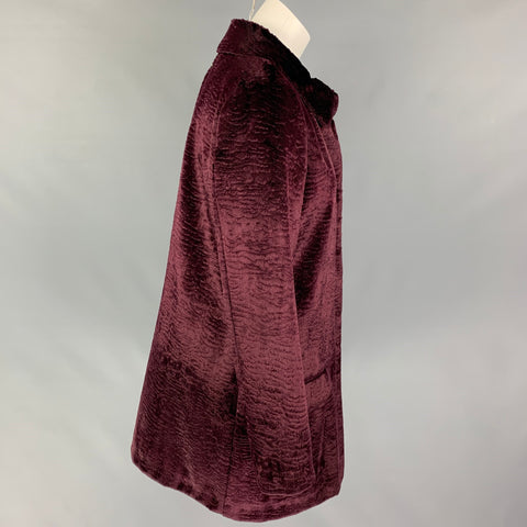 TWIN-SET Size M Burgundy Viscose Blend Single Breasted Coat